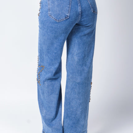 Pantalón de mezclilla con estoperol.